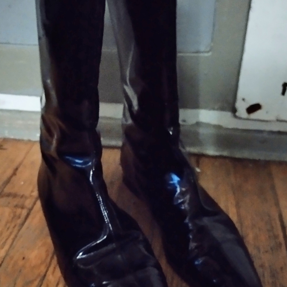 Manolo Blahnik mid-calf black leather boots